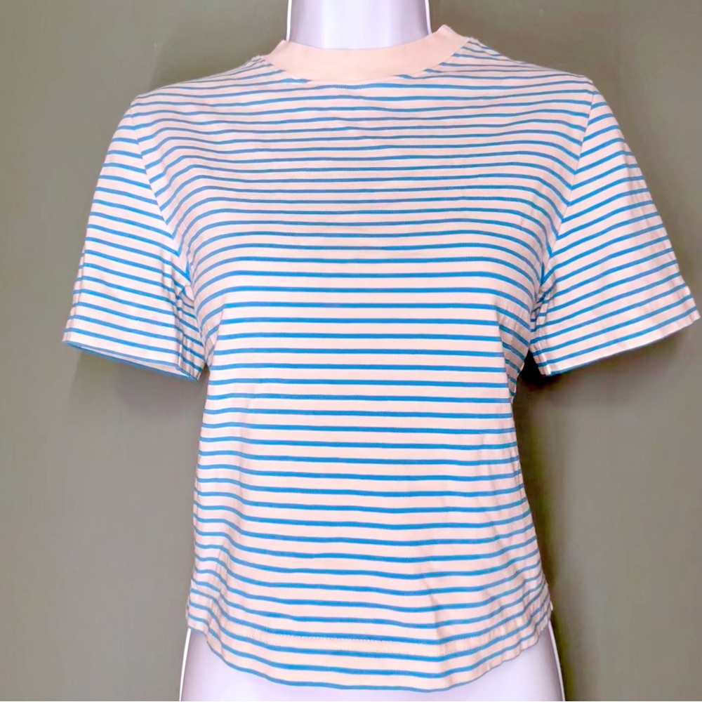 COS Blue and Cream Striped Short Sleeve Tee